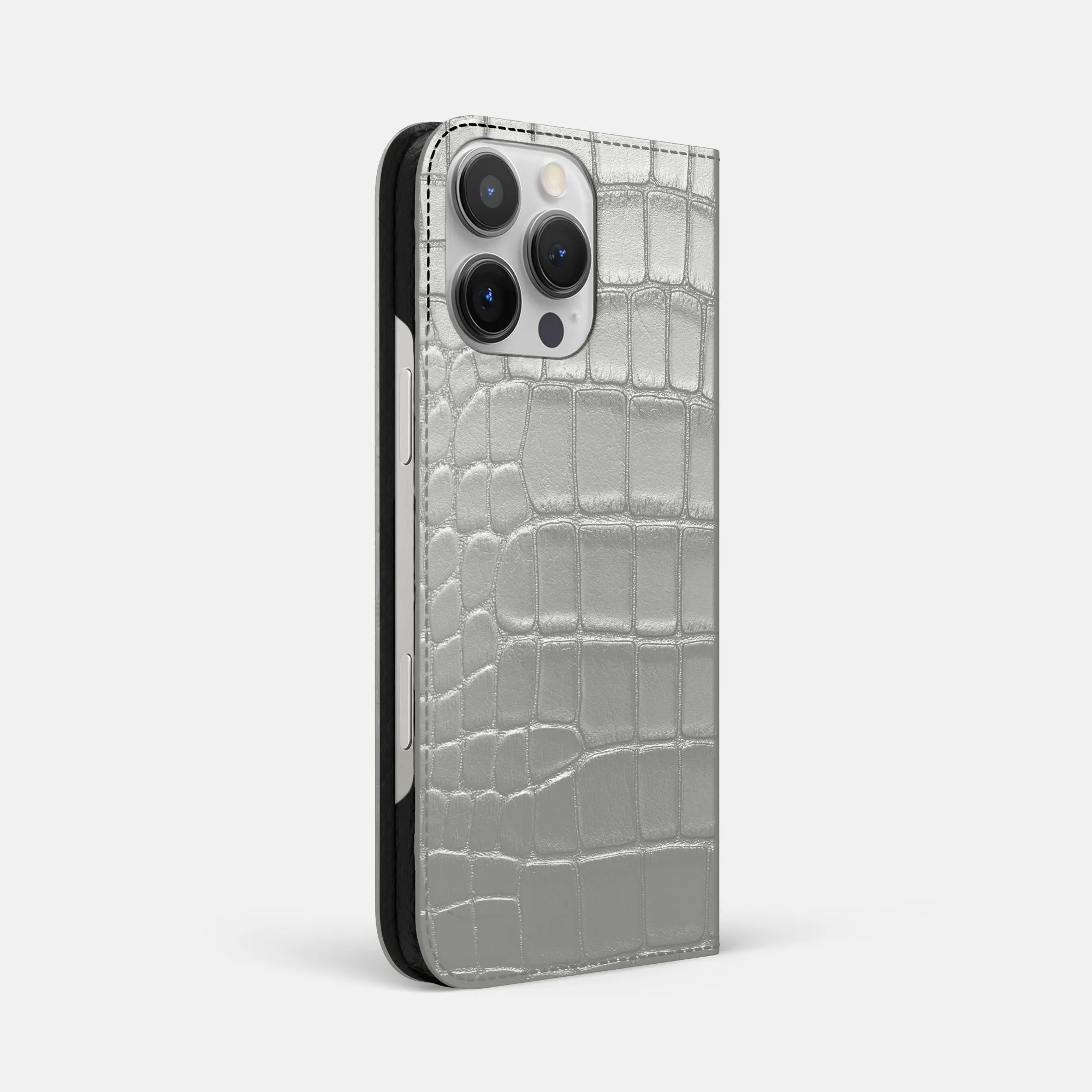 Folio Slim Case For iPhone 16 Pro Max In Metallic Alligator Refined Protection Soft coating