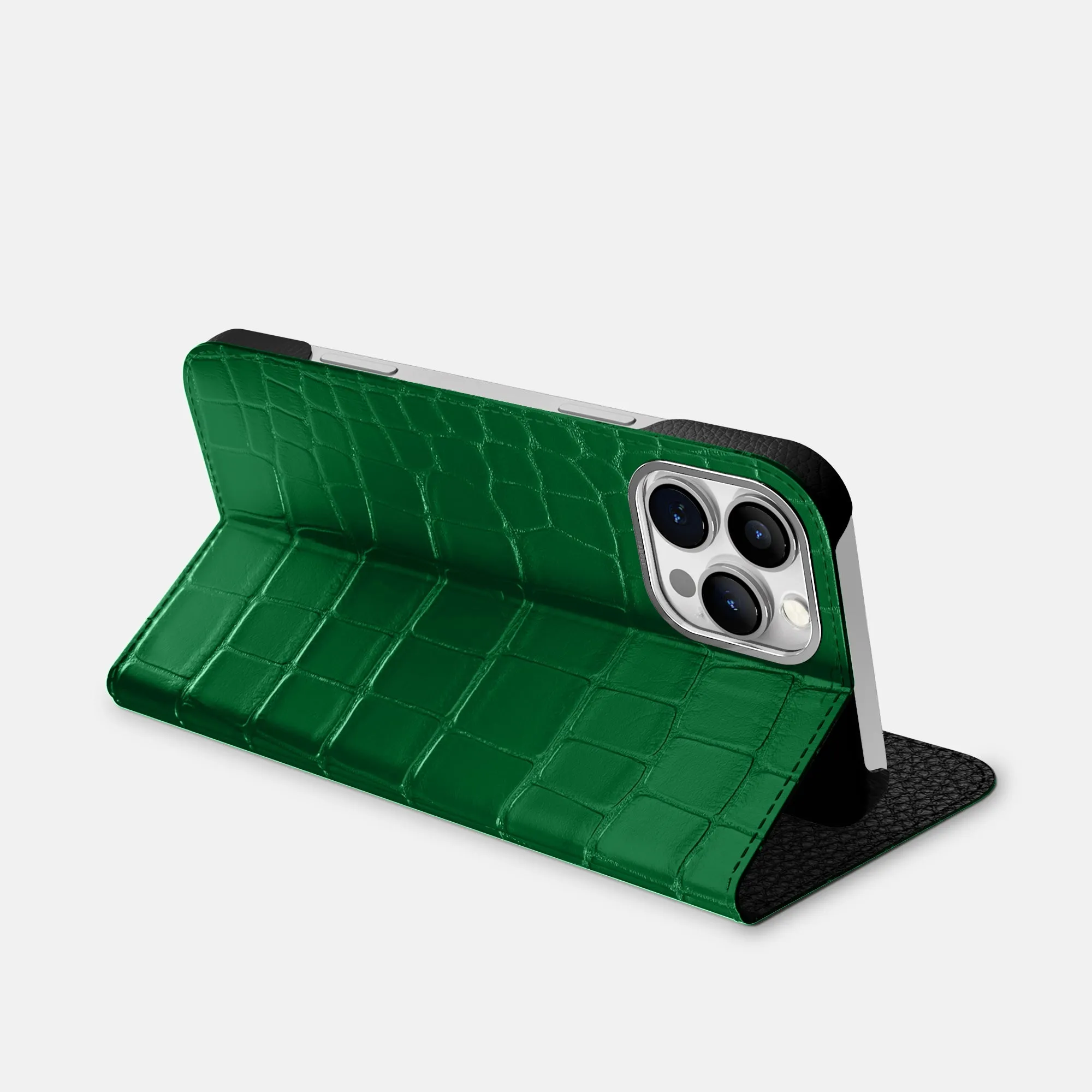 Matte Protection Folio Stand Case For iPhone 16 Pro Max In Alligator