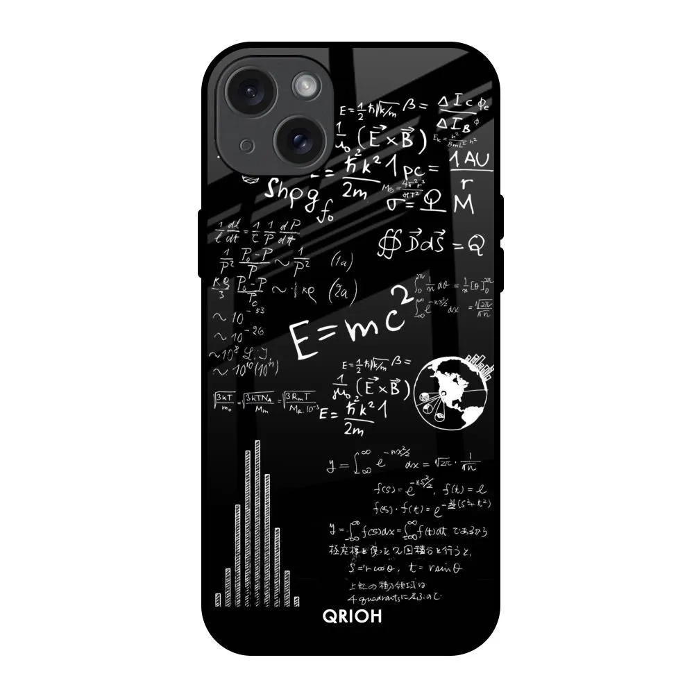 Funny Math Glass Case for iPhone 15 Plus Rugged Design Style Stylish Detail