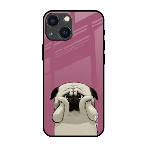 Funny Pug Face Glass Case For iPhone 14 Plus Modern Touch Durable touch
