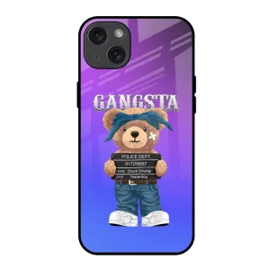 Fashion Accessory Modern Aesthetic Gangsta Bear Glass Case for iPhone 15 Plus