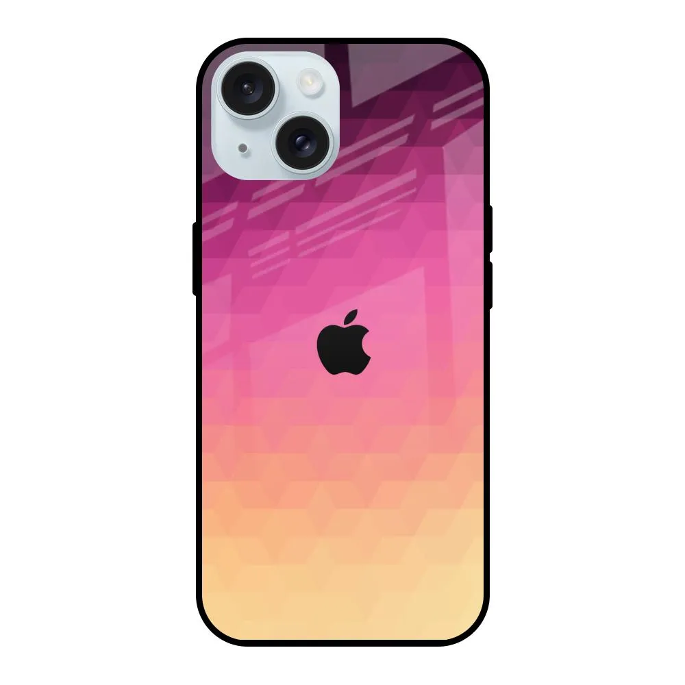 Geometric Pink Diamond Glass Case for iPhone 15 Smooth Form Texture Soft Grip