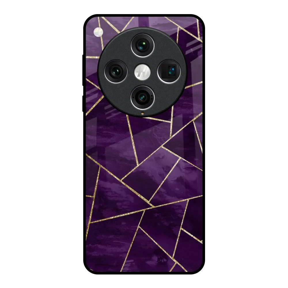 Geometric Purple Glass Case For Oppo Find x8 Pro Soft Surface Design