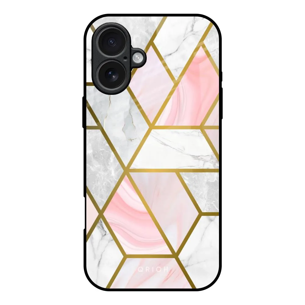 Geometrical Marble Glass Case for iPhone 17 Matte Shield Creative Pattern