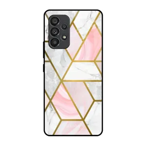 Geometrical Marble Glass Case for Samsung Galaxy A53 5G Durable Build Texture