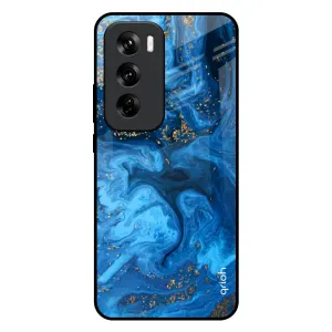 Gold Sprinkle Glass Case for Oppo Reno 12 5G Trendy Detailing Slim Protection