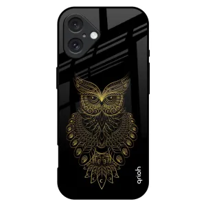 Golden Owl Glass Case for iPhone 16 Plus Luxury Finish Luxury Grip