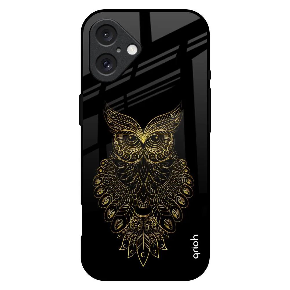 Golden Owl Glass Case for iPhone 16 Plus Luxury Finish Luxury Grip