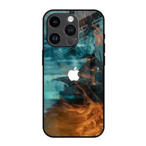 Clear Finish Golden Splash Glass Case for iPhone 14 Pro