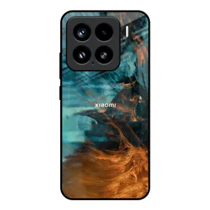 Golden Splash Glass Case for Mi 15 5G Stylish Layer Shock Proof