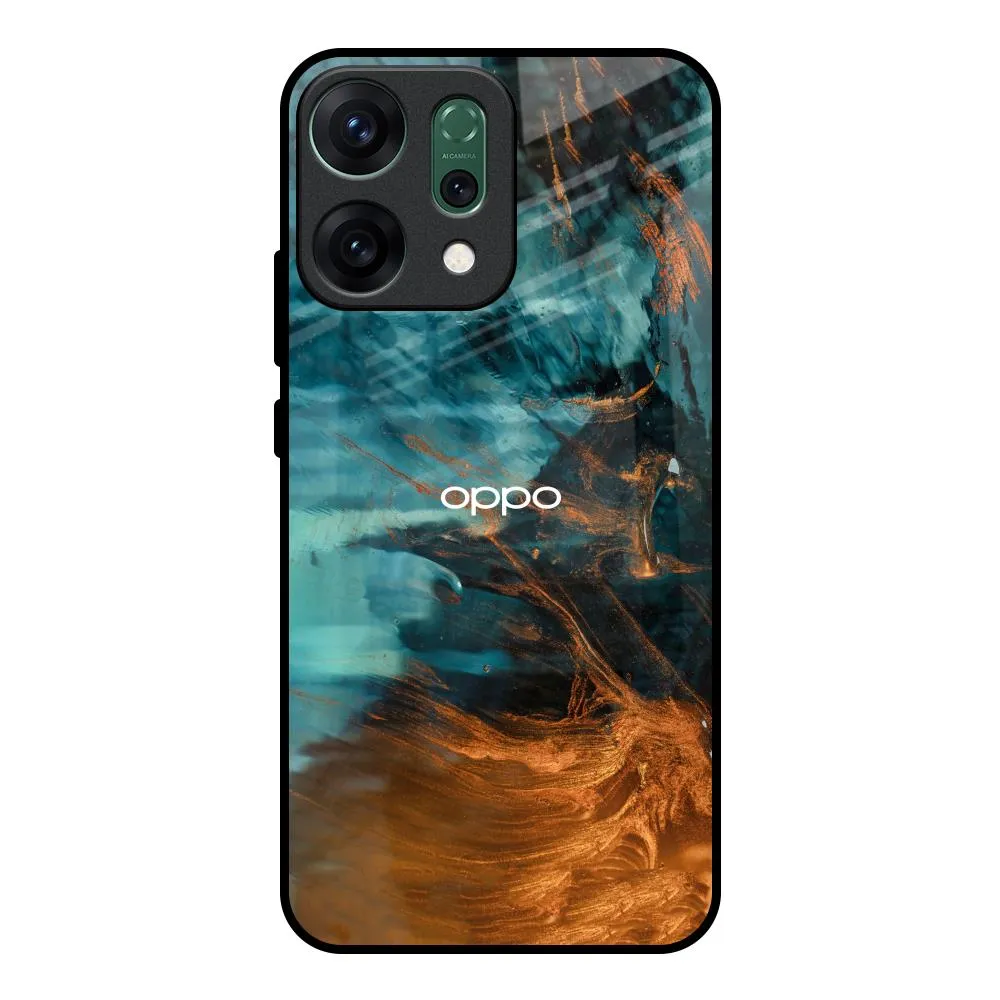 Tough Grip Golden Splash Glass Case for Oppo Reno14 Pro 5G