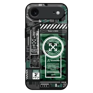 Functional Design Green Camo Circuit Glass Case for iPhone 17 Air