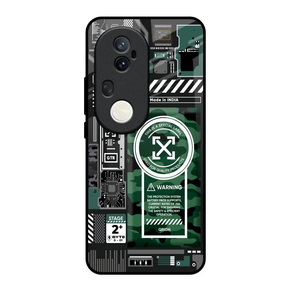Smooth Feel Green Camo Circuit Glass Case for Vivo T4 Ultra 5G