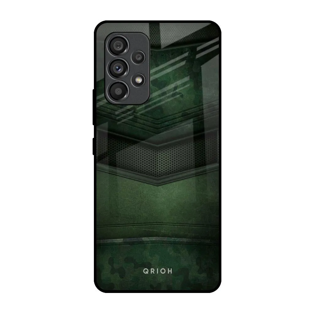 Green Leather Glass Case for Samsung Galaxy A53 5G Rugged Feel