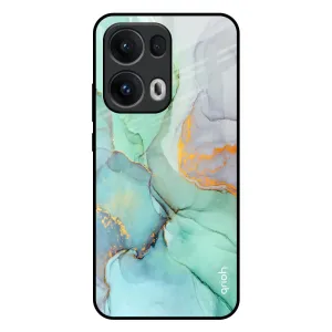 Flexible Comfort Green Marble Glass Case for Oppo Reno13 Pro 5G