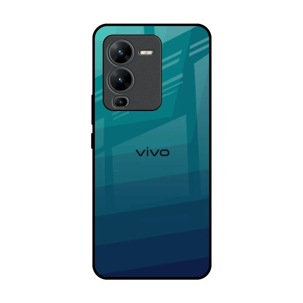 Green Triangle Pattern Glass Case for Vivo V25 Pro Hybrid Look Protective Shell