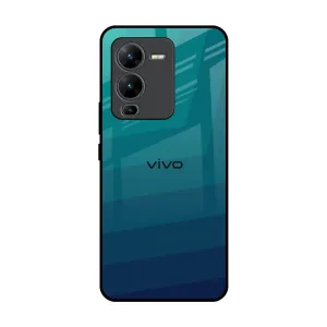 Green Triangle Pattern Glass Case for Vivo V25 Pro Hybrid Look Protective Shell