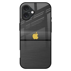 Glossy Texture Layer Grey Metallic Glass Case For iPhone 16 Plus
