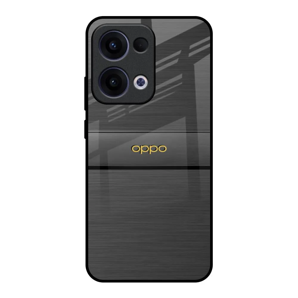Refined Pattern Grey Metallic Glass Case For Oppo Reno13 5G