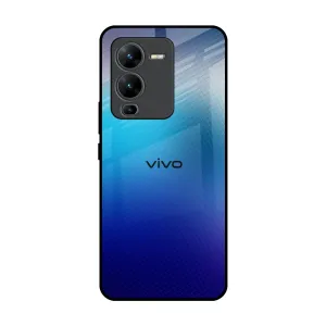 Refined Form Blue Rhombus Pattern Glass Case for Vivo V25 Pro