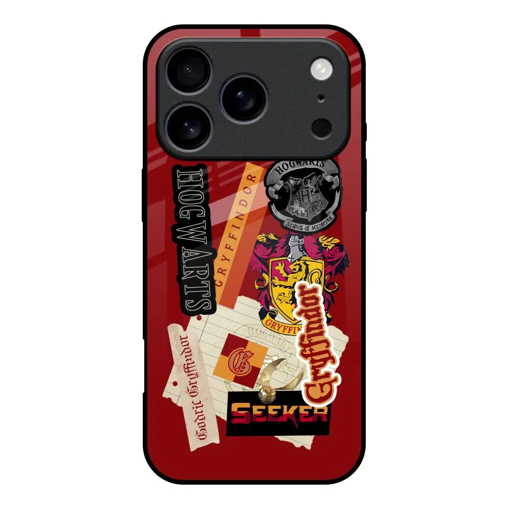 Anti scratch Simple Look Gryffindor Glass Case for iPhone 17 Pro