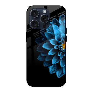 Half Blue Flower Glass Case for iPhone 15 Pro Outdoor Adventure