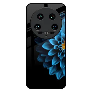 Half Blue Flower Glass Case for Mi 14 Ultra 5G Flexible Layer Design Minimal Touch