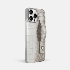Compact Build Daily Essential Hand Strap Case For iPhone 16 Pro Max In Himalayan Crocodile