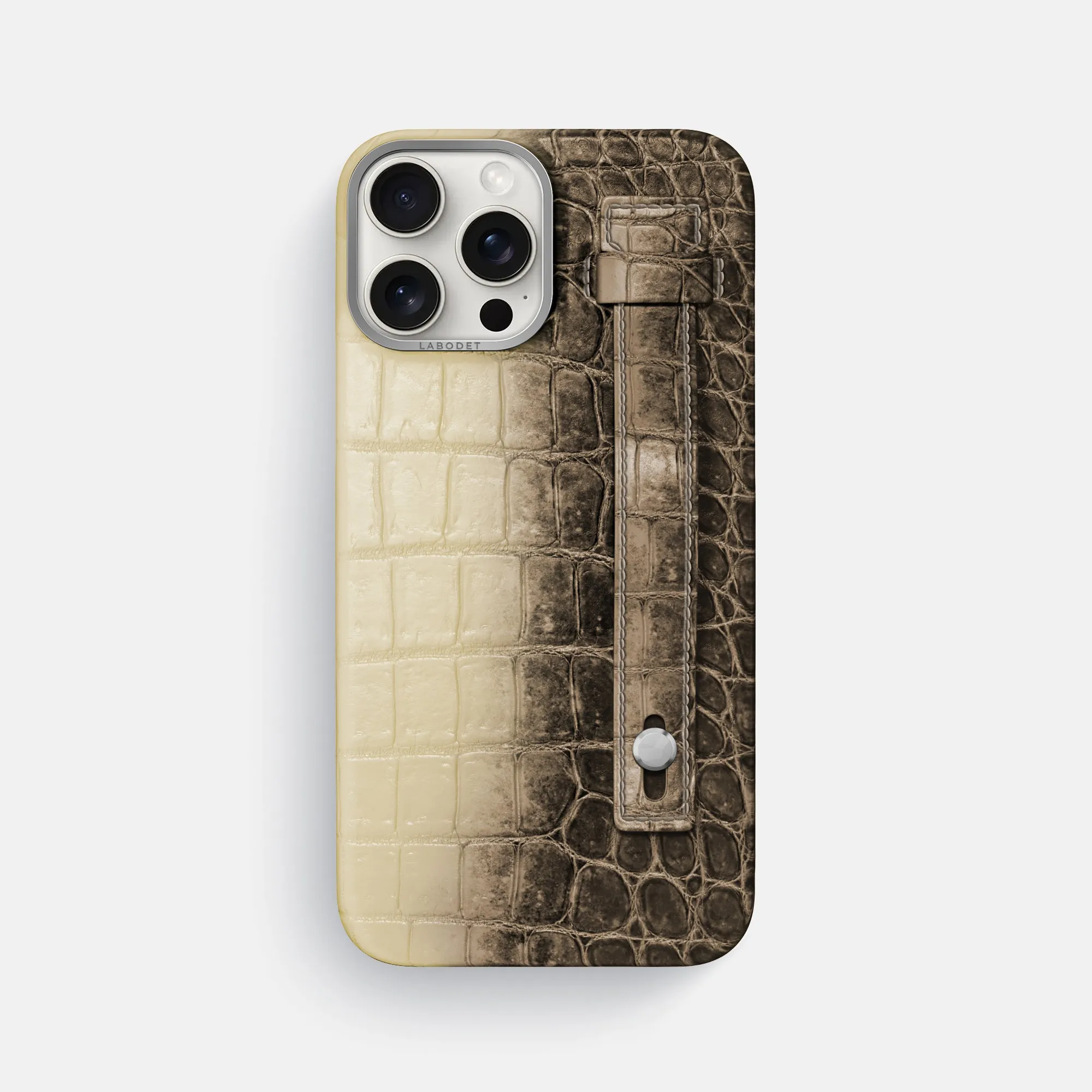 Anti Scratch Layer Gradient Finish Hand Strap Case For iPhone 16 Pro Max In Himalayan Crocodile