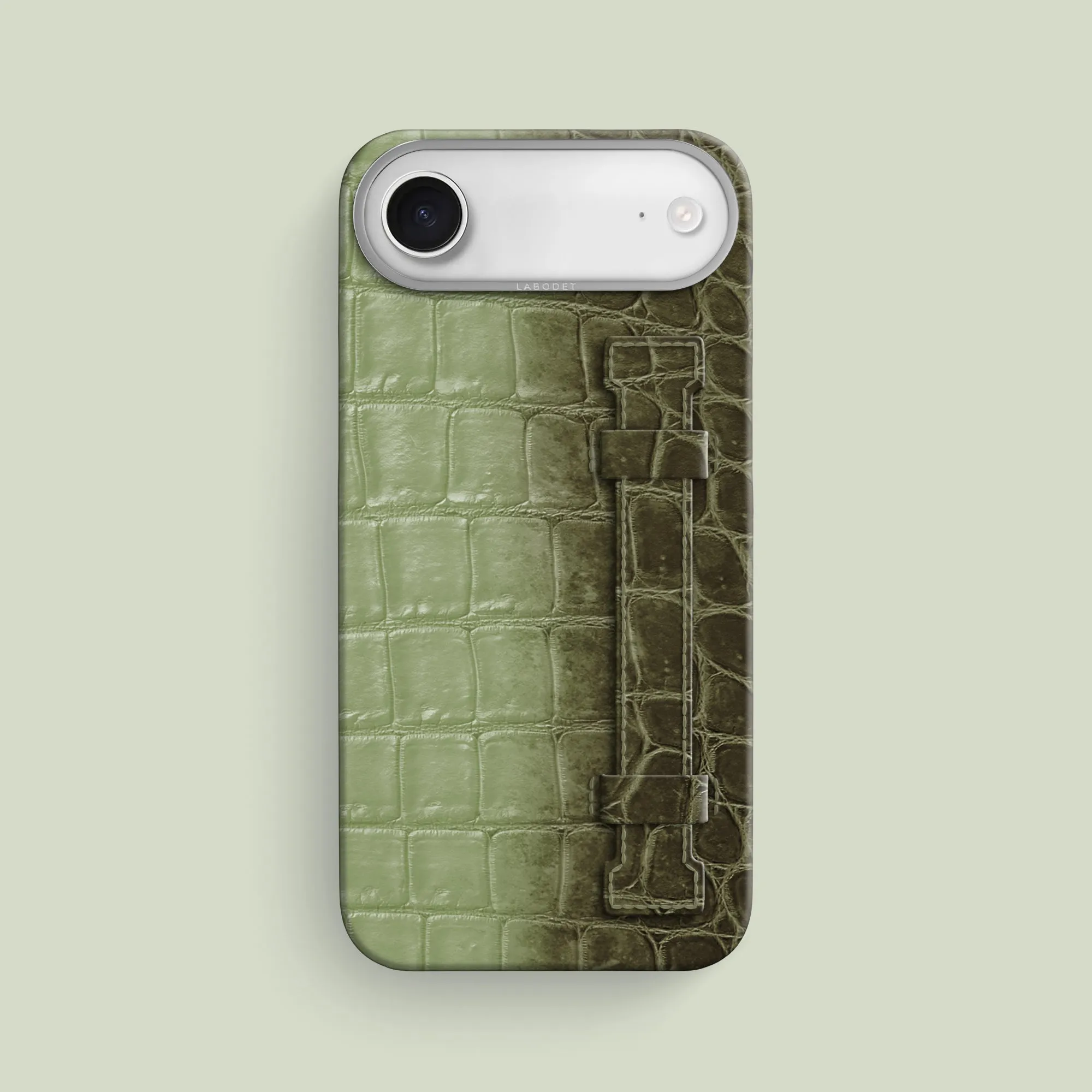 Handle Case Celadon Green For iPhone 17 Air In Himalayan Crocodile Clear Protection