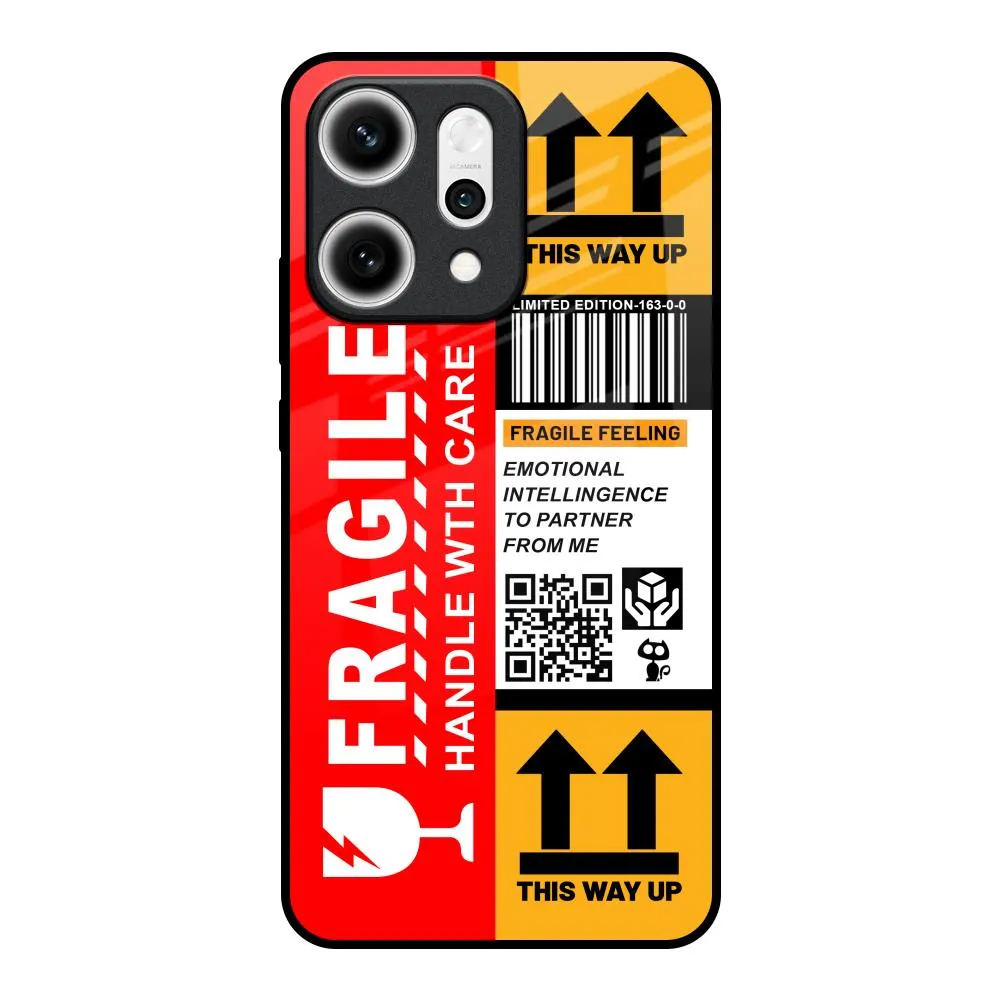 Trendy Detailing Handle With Care Glass Case for Oppo Reno14 5G