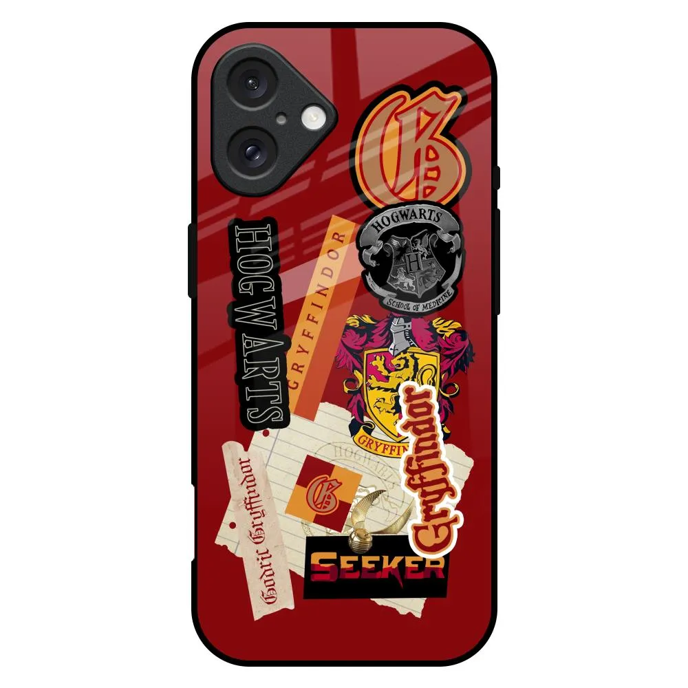 Gryffindor Glass Case for iPhone 16 Plus Impact Resistant Shock Surface