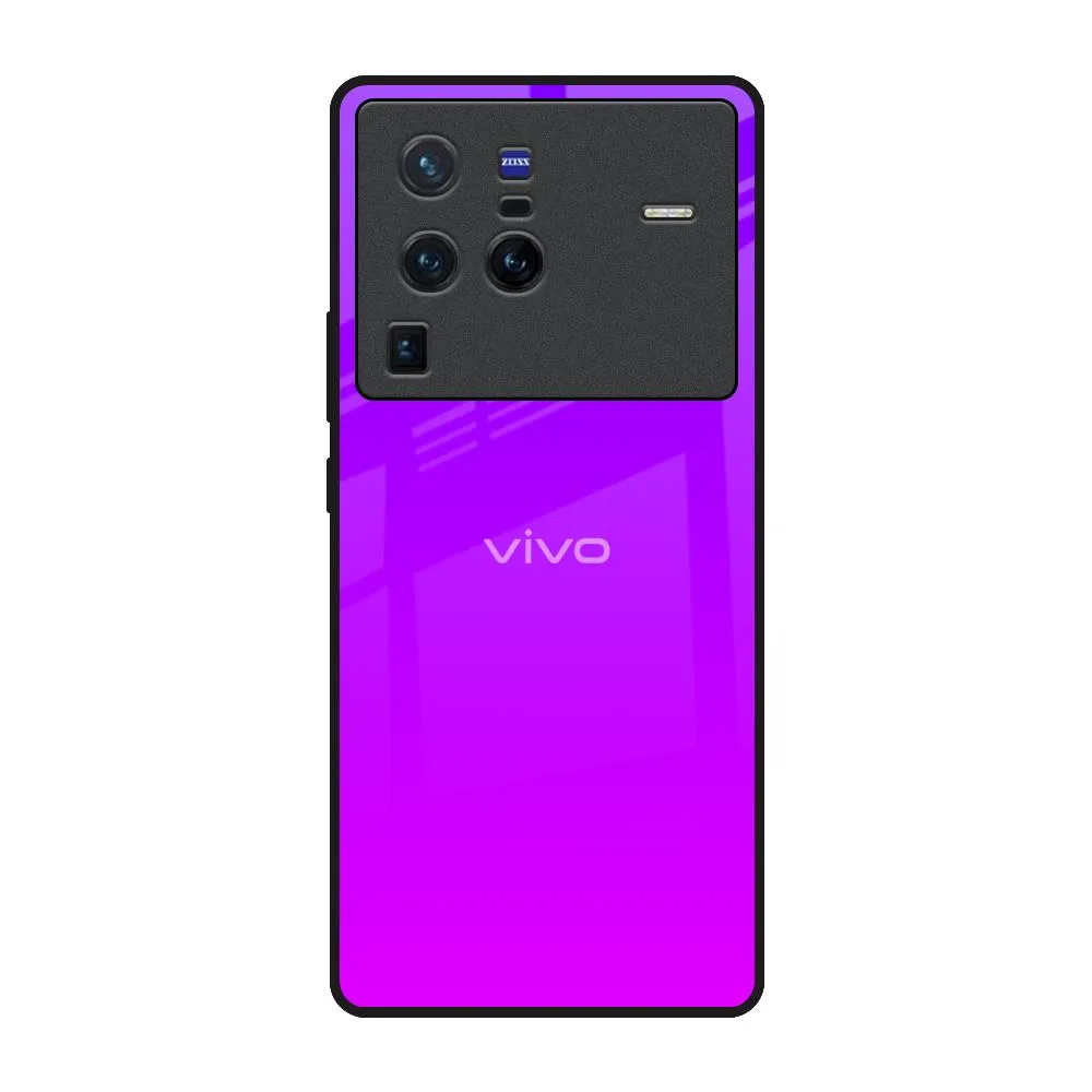 Minimal Surface Layer Smooth Texture Pattern Purple Pink Glass Case for Vivo X80 Pro 5G