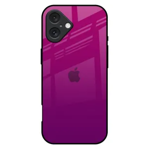 Magenta Gradient Glass Case For iPhone 16 Plus Button Cover Elegant Appearance