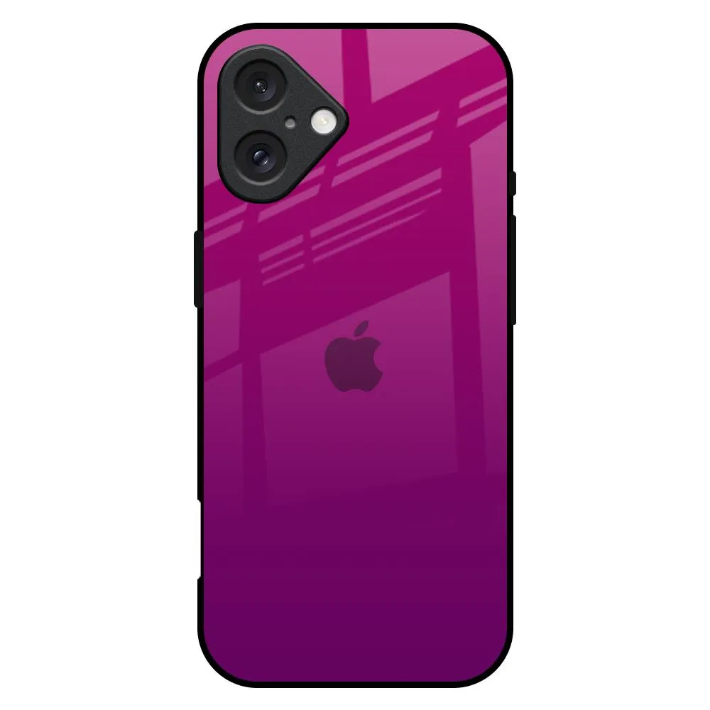 Magenta Gradient Glass Case For iPhone 16 Plus Button Cover Elegant Appearance