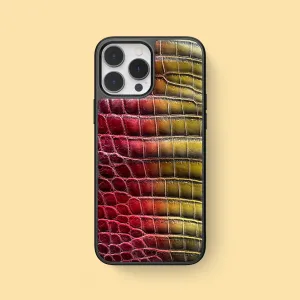 Minimal Build Texture Glossy Finish Look Sport Case Sunset For iPhone 16 Pro Max In Alligator