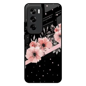 Everyday Carry Floral Black Band Glass Case For Oppo Reno 12 5G