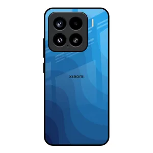 Gloss Surface Layer Blue Wave Abstract Glass Case for Mi 15 5G