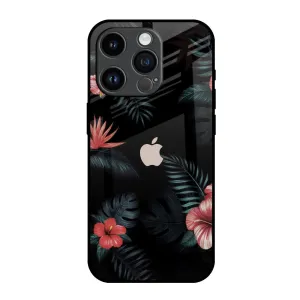 Tropical Art Flower Glass Case for iPhone 14 Pro Flexible frame Hard Plastic