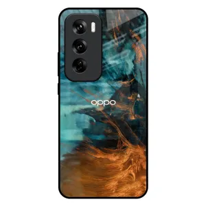 Protective Finish Golden Splash Glass Case for Oppo Reno 12 5G