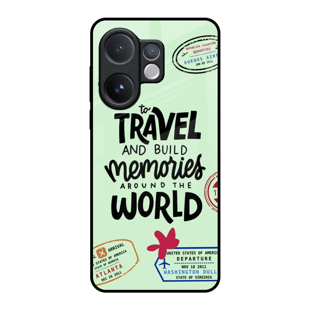 Travel Stamps Glass Case for Vivo V60 5G Professional Style