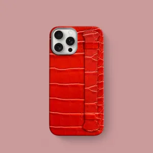 Handle Case Deep Coral For iPhone 16 Pro Max In Alligator Protective Texture Finish Trendy Texture