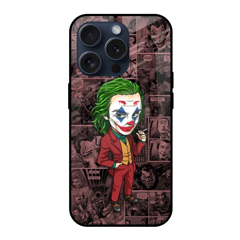 Joker Cartoon Glass Case for iPhone 15 Pro Shock Resistant Build