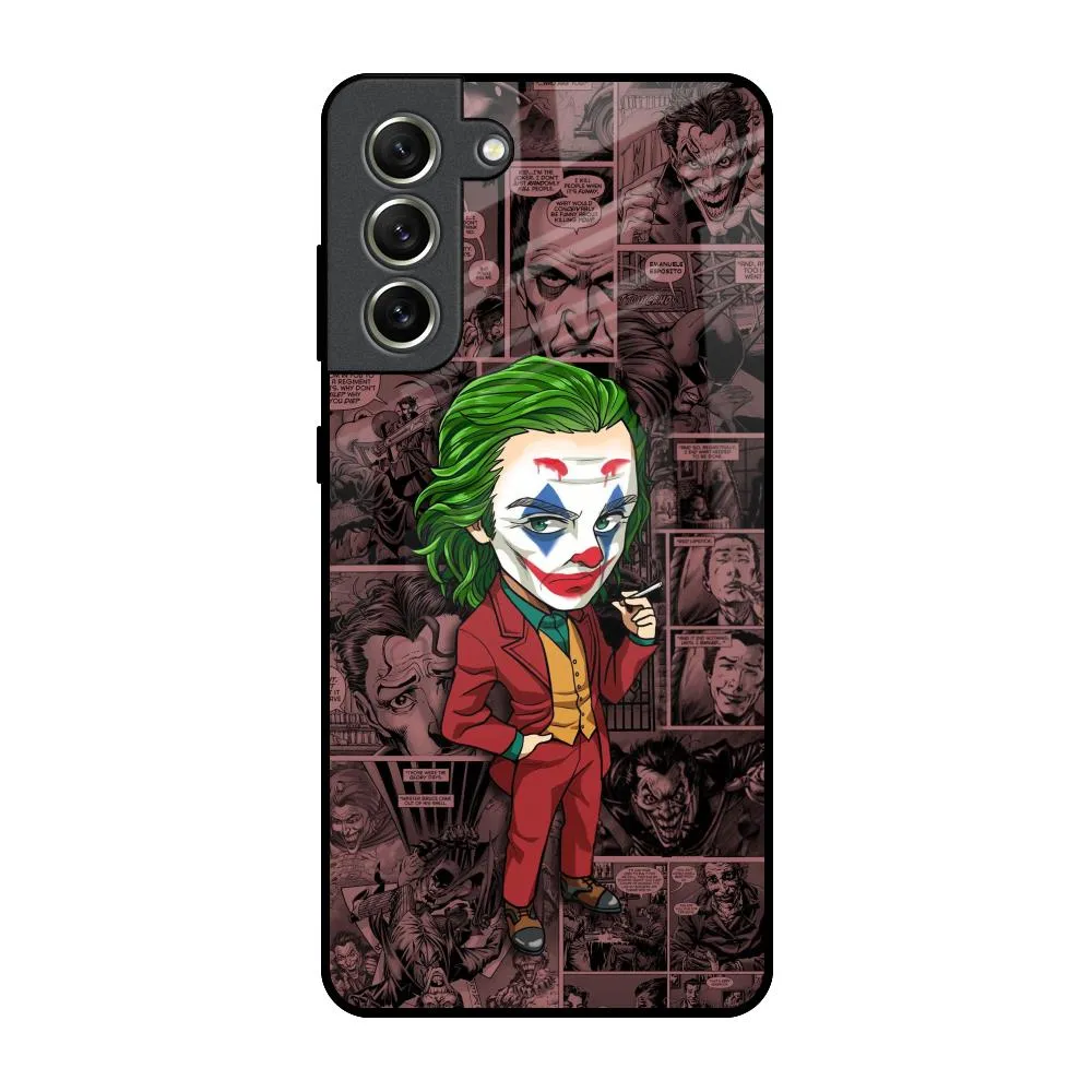 Joker Cartoon Glass Case for Samsung Galaxy S21 FE 5G Fashion Design