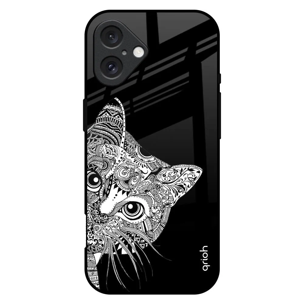 Kitten Mandala Glass Case for iPhone 16 Plus Modern Design