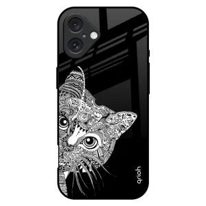 Kitten Mandala Glass Case for iPhone 16 Plus Modern Design