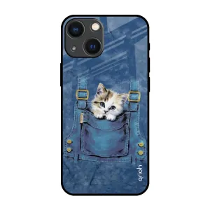 Urban Fashion Light Touch Kitty In Pocket Glass Case For iPhone 14 Plus