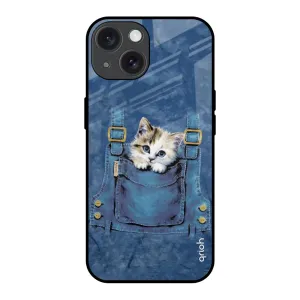 Slim Feel Protective Corners Kitty In Pocket Glass Case For iPhone 15