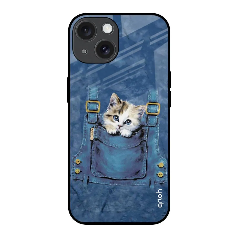 Slim Feel Protective Corners Kitty In Pocket Glass Case For iPhone 15