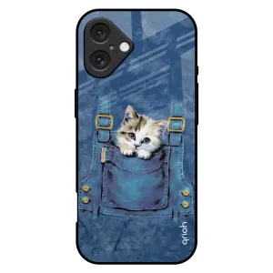 Screen Bumper Kitty In Pocket Glass Case For iPhone 16 Plus